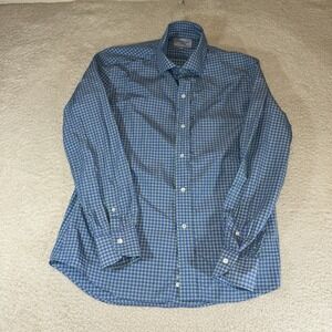 Ledbury Slim Fit Shirt Men Large 16.5 Gingham Multicolor Spread Collar Cotton
